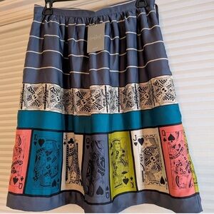 Anthropologie Edme & Esyllte Pinochle Mini Skirt Women’s Size 8 Deck Of Cards